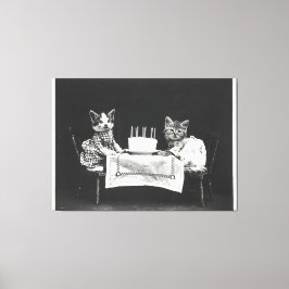Vintage Katzen auf einer Geburtstagsparty Leinwanddruck