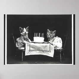 Vintage Katzen auf einer Geburtstagsparty Poster