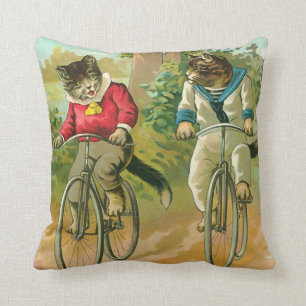 Vintage Katzen auf Fahrrad Kissen