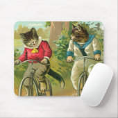 Vintage Katzen auf Fahrrad Mousepad (Mit Mouse)