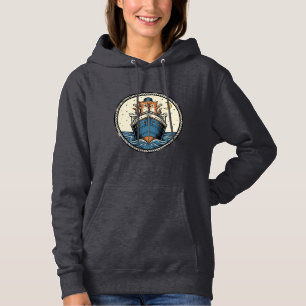 Vintage-Katzen auf Ozeandampfer-Schiff-Kunst-Shirt Hoodie