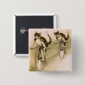 Vintage Katzen auf Rädern Button (Vorne & Hinten)