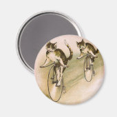 Vintage Katzen auf Rädern Magnet (Vorderseite/Rückseite)