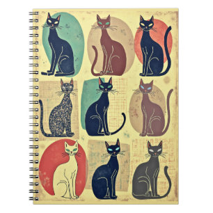 Vintage Katzen aus der Mitte des Jahrhunderts Notizblock