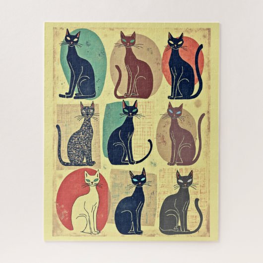 Vintage Katzen aus der Mitte des Jahrhunderts Puzzle (Vertikal)