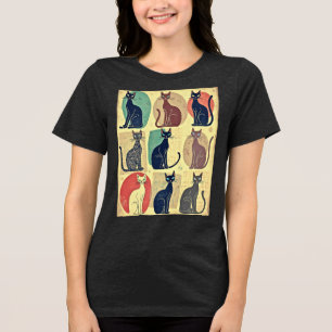 Vintage Katzen aus der Mitte des Jahrhunderts Tri-Blend Shirt