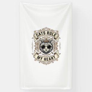 Vintage-Katzen beherrschen mein Herz gekröntes Kat Banner