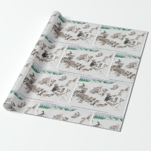 Vintage-Katzen bringen einen Julklotz nach Hause u Geschenkpapier