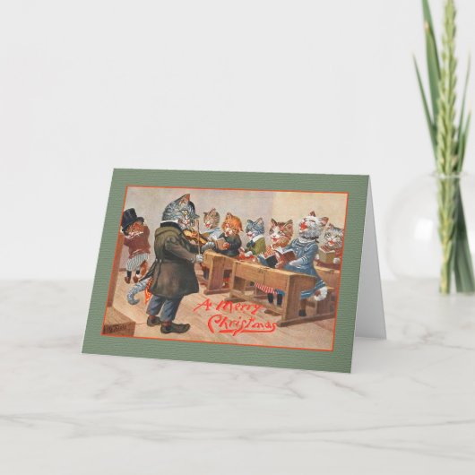 Vintage Katzen Christma Gruß-Karte, Arthur Thiele Feiertagskarte (Vorderseite)