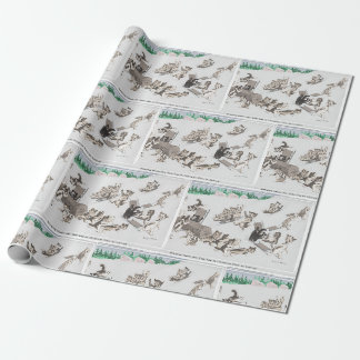 Vintage Katzen, die Zuhause ein Weihnachten-Log br Geschenkpapier