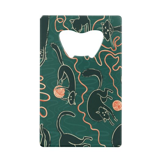 Vintage Katzen: Doodle Nahtloses Muster Geldbeutel Flaschenöffner (Vorderseite)