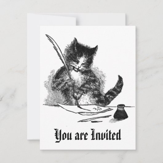 Vintage Katzen-Einladung Einladung (Vorderseite)