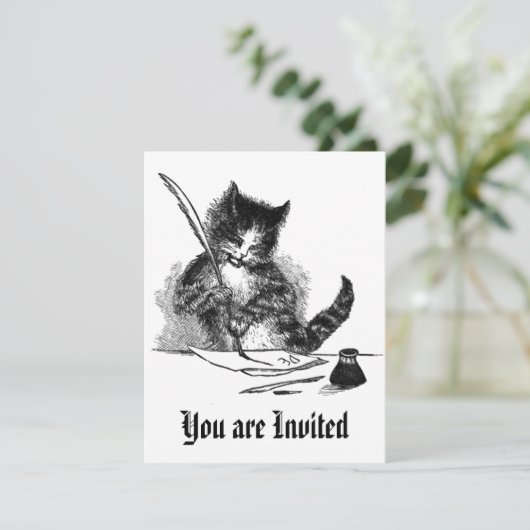 Vintage Katzen-Einladung Einladung (Stehend Vorderseite)