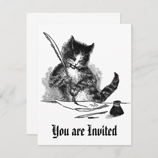 Vintage Katzen-Einladung Einladung (Vorne/Hinten)