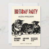 Vintage Katzen Geburtstag Einladung (Vorderseite)
