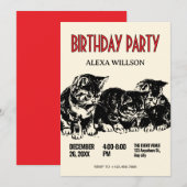 Vintage Katzen Geburtstag Einladung (Vorne/Hinten)