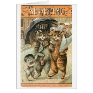 Vintage - Katzen gehen einkaufen,