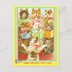 Vintage Katzen Gesang Valentine Postcard, alt. Tuc Postkarte