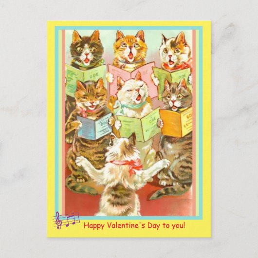 Vintage Katzen Gesang Valentine Postcard, alt. Tuc Postkarte (Vorderseite)