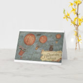 Vintage Katzen-Halloween-Gruß-Karte Karte (Gelbe Blume)