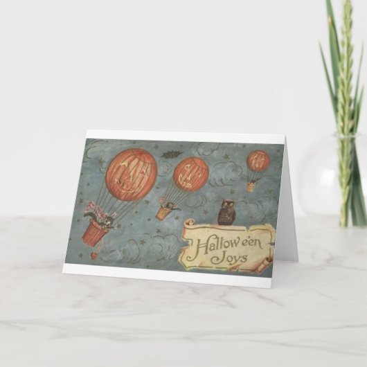 Vintage Katzen-Halloween-Gruß-Karte Karte (Vorderseite)