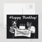 Vintage Katzen Happy Birthday Postcard Postkarte (Vorne/Hinten)