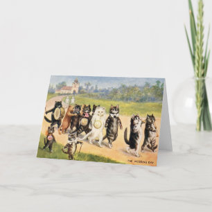 Vintage Katzen-Hochzeits-Tageshochzeits-Karte Karte