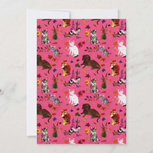 Vintage Katzen Hunde Blumengarten Party Feiertagskarte (Vorderseite)