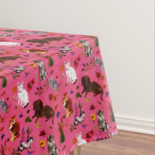 Vintage Katzen Hunde Blumengarten Party Tischdecke