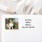 Vintage Katzen-Illustration mit roten Blume (Insitu)