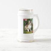 Vintage Katzen-Illustration mit roten Blume Bierglas (VorderseiteRechts)