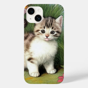 Vintage Katzen-Illustration mit roten Blume Case-Mate iPhone 14 Hülle