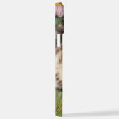 Vintage Katzen-Illustration mit roten Blume iPhone Hülle (Rechte Seite)