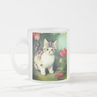Vintage Katzen-Illustration mit roten Blume