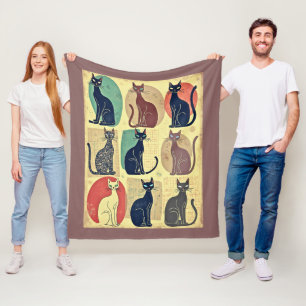 Vintage Katzen im Mid-Century-Modern Stil Fleecedecke