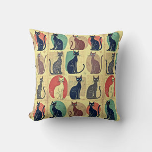 Vintage Katzen im Mid-Century Modern Stil Kissen