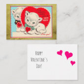 Vintage Katzen Kinder Valentinstag Valentin Mitteilungskarte (Vorne/Hinten)