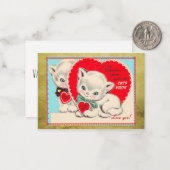 Vintage Katzen Kinder Valentinstag Valentin Mitteilungskarte (Vorderseite/Rückseite Beispiel)