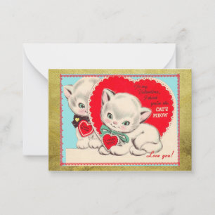 Vintage Katzen Kinder Valentinstag Valentin Mitteilungskarte