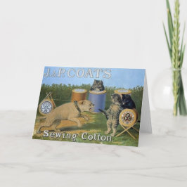 Vintage Katzen-nähende Karte