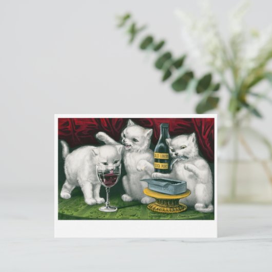 Vintage Katzen Postkarte (Stehend Vorderseite)