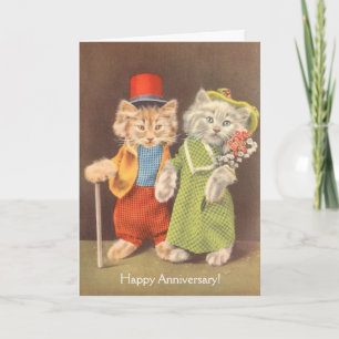 Vintage Katzen - Purr-fekt herzlichen Glückwunsch  Karte