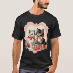 Vintage-Katzen Retro Süße Katze Florales Kunstmust T-Shirt