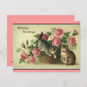 Vintage Katzen Rosengarnenkorb Postkarte (Vorne/Hinten)