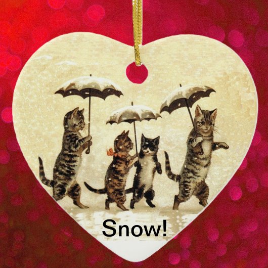 Vintage Katzen Schnee Keramikornament