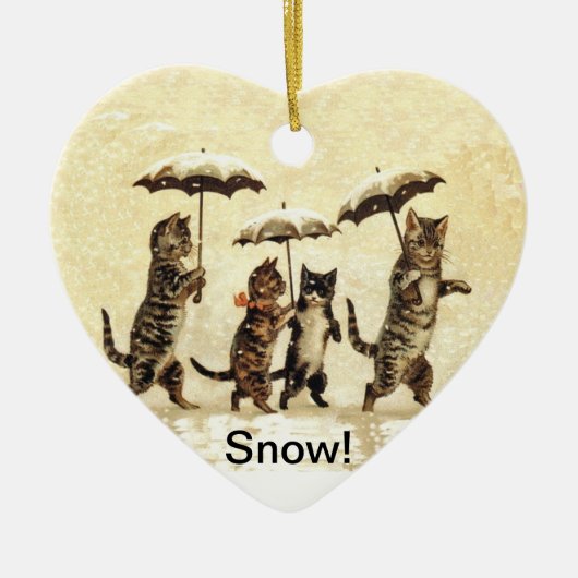 Vintage Katzen Schnee Keramikornament (Vorne)