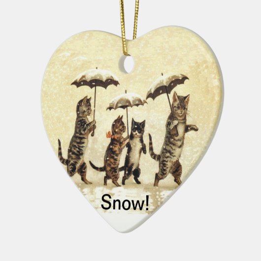 Vintage Katzen Schnee Keramikornament (Links)