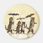 Vintage Katzen Schnee Magnet (Vorne)