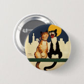 Vintage Katzen singen, lustige und Alberne Tiere Button (Vorne & Hinten)