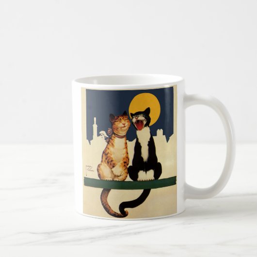 Vintage Katzen singen, lustige und Alberne Tiere Kaffeetasse (Rechts)